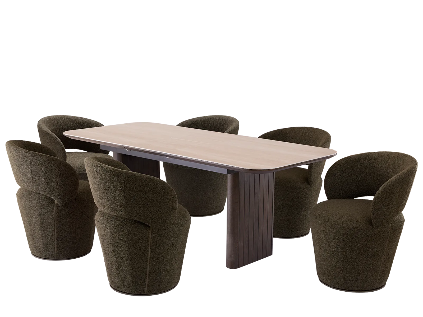 Extending Dining Table (160cm) With 6 Milos Chairs In Sage